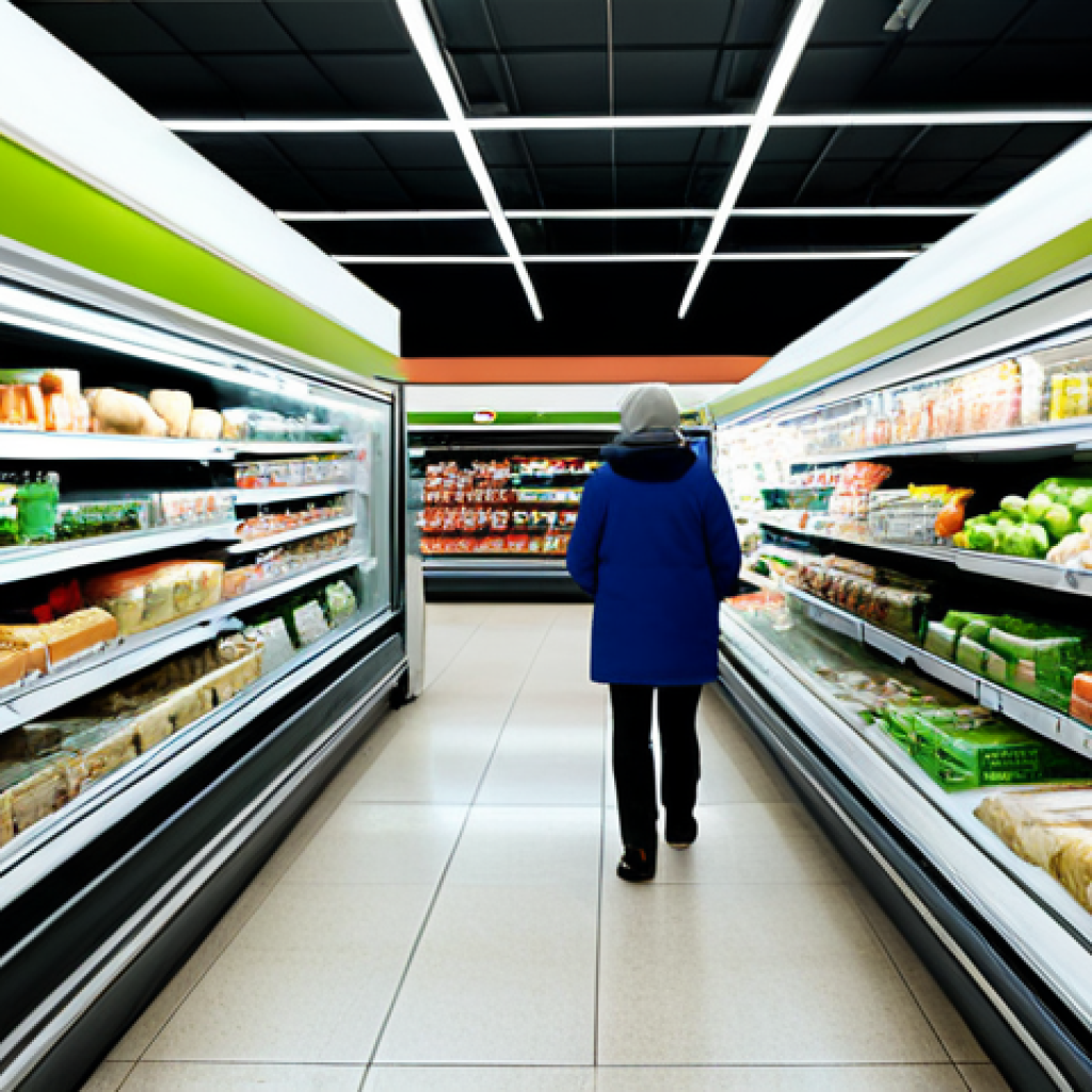 **
"A bright and clean modern supermarket interior, showing aisles of refrigerated food displays, fully clothed shoppers browsing, safe for work, appropriate content, professional photography, well-lit, illustrating the importance of refrigeration in food preservation, family-friendly, modest setting."
**