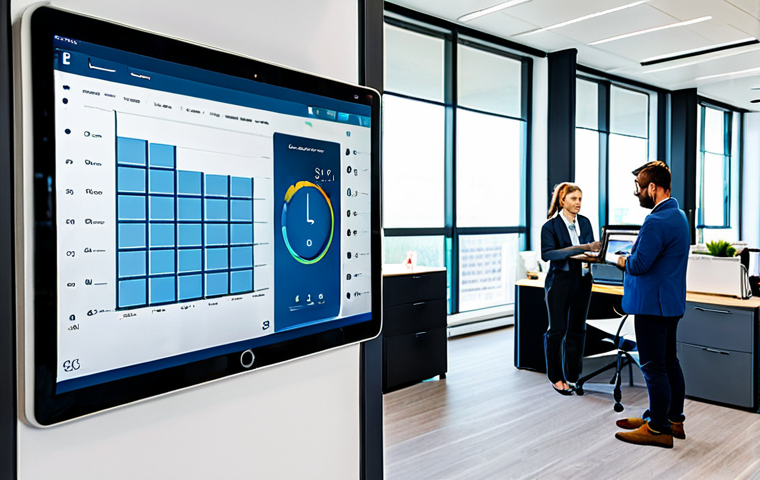 Smart Zoning for Energy Efficiency**

"A modern office interior showing a diverse group of professionals working comfortably in different zones. One zone near large windows is slightly cooler, while an interior zone is warmer. The scene showcases a smart building management system interface on a tablet, displaying zone temperatures and energy consumption. Fully clothed, appropriate attire, safe for work, perfect anatomy, natural proportions, professional architectural photography, high quality, showcasing energy efficiency and intelligent climate control, modern, family-friendly."

**