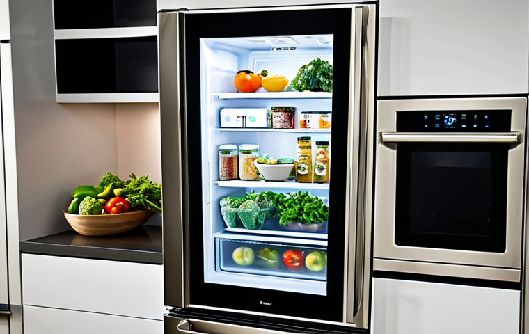 Smart Refrigerator of the Future**

"A modern kitchen featuring a sleek, stainless steel smart refrigerator with a glowing touchscreen display. The display shows food recognition icons and recipe suggestions. Shelves inside are neatly organized with fresh produce. Warm, inviting lighting. Fully clothed family members interact with the refrigerator. Safe for work, appropriate content, family-friendly, perfect anatomy, professional quality."

**
