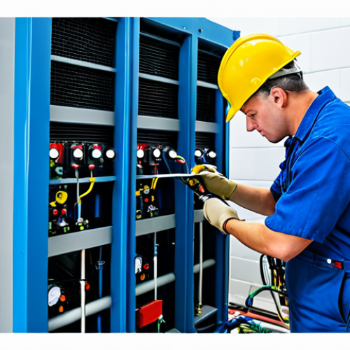 Home 28 공조냉동기계 실무에서 자주 발생하는 문제 - Diagnosing Excessive Discharge Pressure**
"A skilled HVAC technician, fully clothed in work overall...