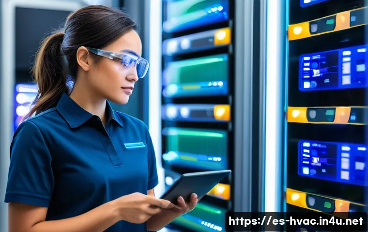 공조냉동기계기사와 관련된 취업 포털 정보 - **Prompt:** A highly skilled female HVAC engineer, in her late 30s, wearing a clean, professional da...