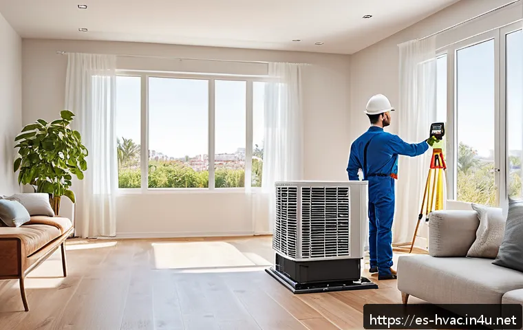 공조냉동기계 기술자의 직업 만족도 - A skilled HVAC technician in a modern Spanish home, wearing professional work attire and safety gear...