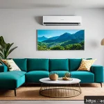 공조냉동기계와 친환경 냉매 기술 - A modern residential living room in a Latin American home featuring a sleek, wall-mounted air condit...