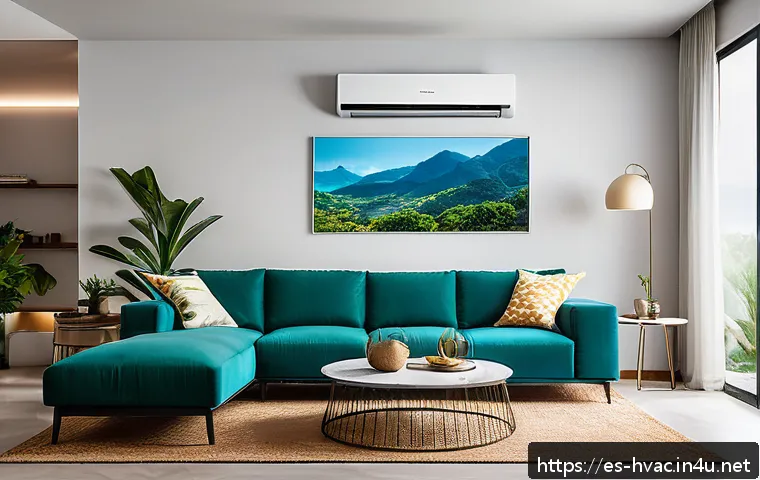 공조냉동기계와 친환경 냉매 기술 - A modern residential living room in a Latin American home featuring a sleek, wall-mounted air condit...
